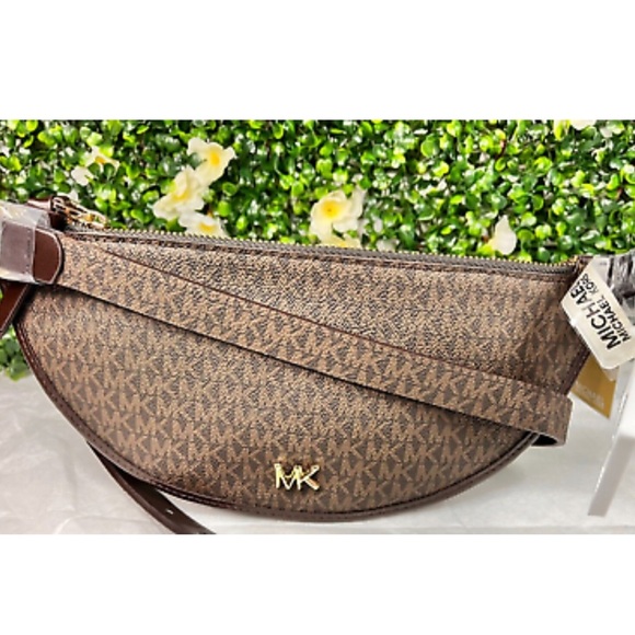Michael Kors Reversible Leather Fanny Pack Belt Bag S/M Brown Gold AUTHENTIC NEW - Picture 5 of 14